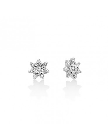 Miluna Earrings - 18K White Gold Star Stud with Natural Diamonds - 0