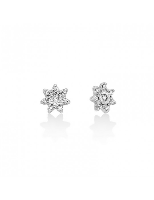 Orecchini Miluna - Lobo in Oro Bianco 18 carati Stella con Diamanti Naturali - ERD2965
