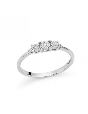 Miluna Ring - 18K White Gold Riviere with Natural Diamonds - 0