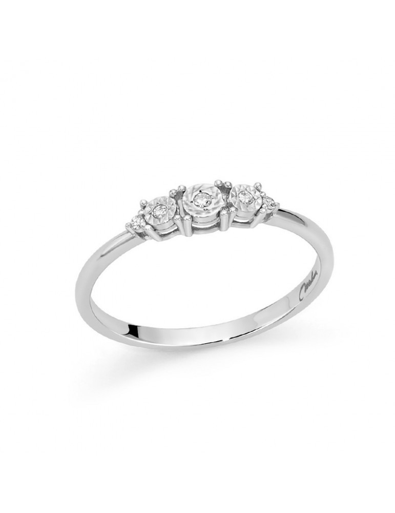 Miluna Ring - 18K White Gold Riviere with Natural Diamonds - 0
