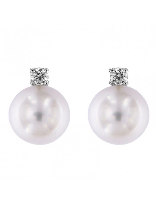 Picca Pearl's Earrings - Australian South Sea in White Gold with Diamonds - 0