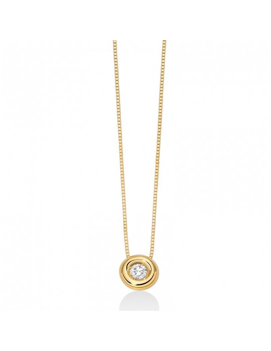 Miluna Necklace - in 18K Yellow Gold Point Light with Natural Diamond - 0