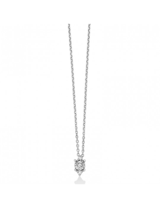 Miluna Necklace - in 18K White Gold Point Light with White Diamonds - 0
