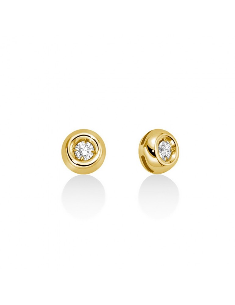 Miluna Earrings - 18K Yellow Gold Stud Light Point with Natural Diamonds - 0