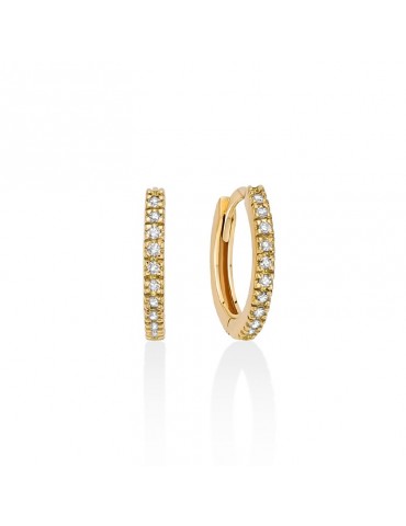 Miluna Earrings - 18K Yellow Gold Hoop Earrings with White Diamonds - 0