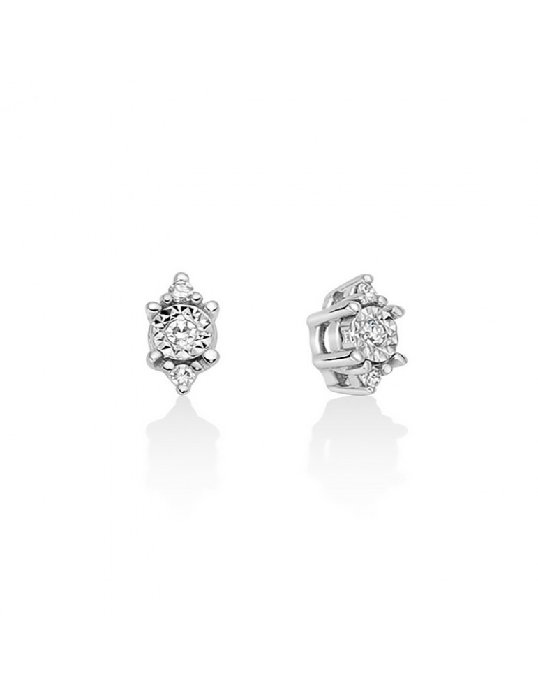 Miluna Earrings - 18K White Gold Stud Light Point with Natural Diamonds - 0