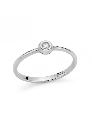 Miluna Ring - Solitaire in 18K White Gold with Natural Diamond - 0