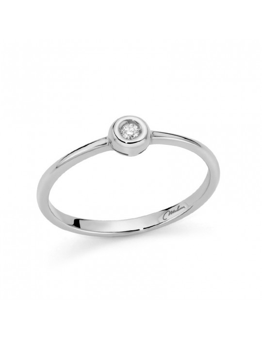 Miluna Ring - Solitaire in 18K White Gold with Natural Diamond - 0