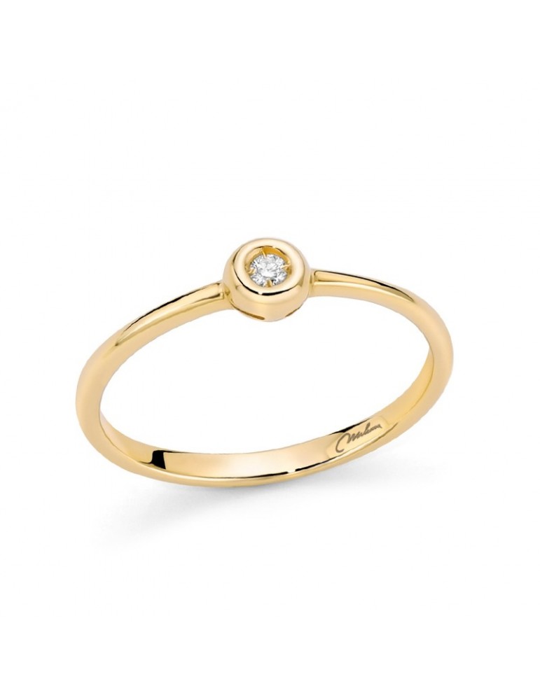 Miluna Ring - Solitaire in 18K Yellow Gold with Natural Diamond - 0