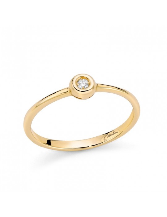 Miluna Ring - Solitaire in 18K Yellow Gold with Natural Diamond - 0