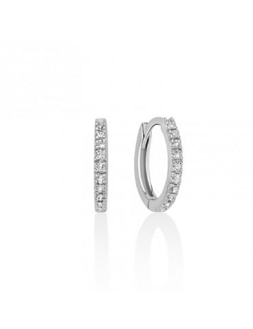 Miluna Earrings - 18K White Gold Hoop Earrings with White Diamonds - 0
