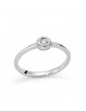 Miluna Ring - Solitaire in 18K White Gold with 5 pt Natural Diamond - 0