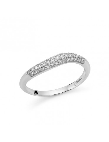Miluna Ring - 18K White Gold Band with Natural Diamonds - 0