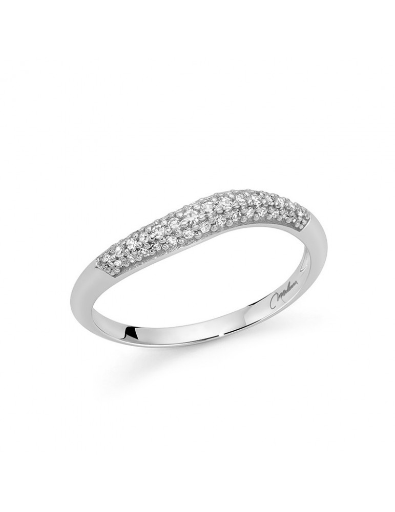 Miluna Ring - 18K White Gold Band with Natural Diamonds - 0
