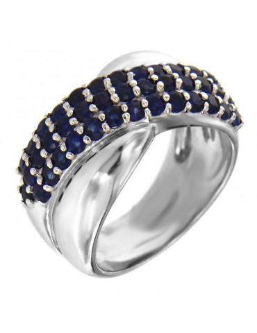 Anello Picca Donna - in Oro Bianco con Zaffiri - 0