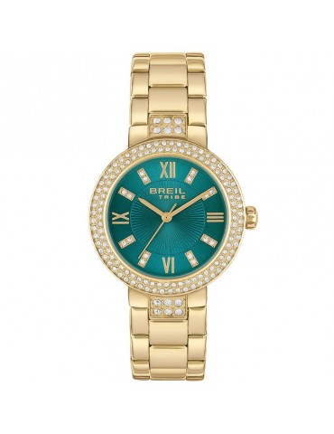 Breil Tribe Watch - Dance Floor - Green -32mm-Gold-Crystals-EW0726