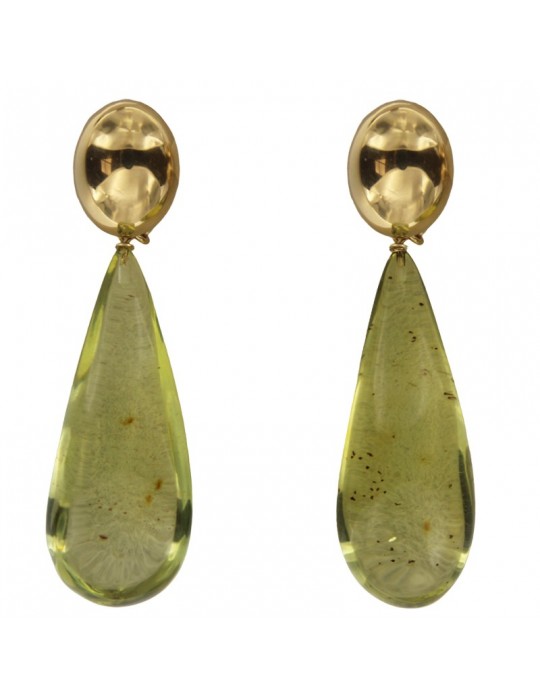 Giadan Earrings - Mieleoro - Pendants - Green Amber - GIADAN42