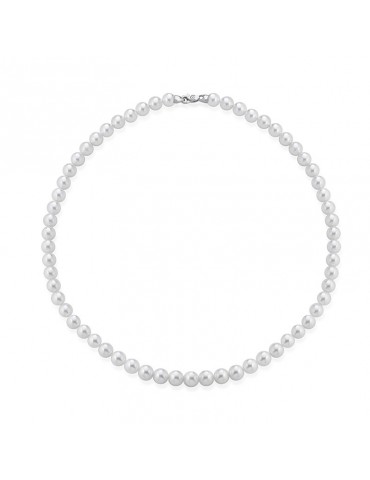 Collana Coscia - in Oro Bianco 18 Carati con Perle Akoya 6-6.5mm - LBNKAKA65.105