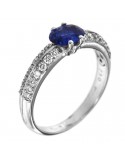 Crivelli Ring Woman - in White Gold with Diamonds and Shappire - 0