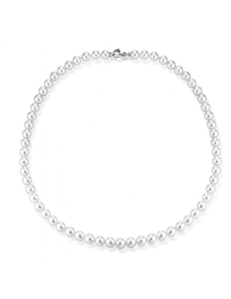 Coscia Necklace - in 18K White Gold with 6.57mm Akoya Pearls - 0