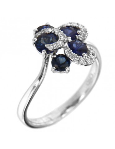 Picca Ring Woman - in White Gold with Diamonds and Shappire - 0