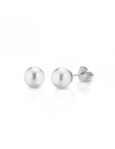 Coscia Earrings - in 18K White Gold with 5.5-6mm Akoya Pearls - 0