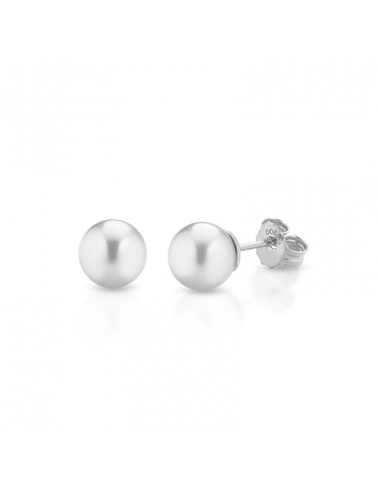 Coscia Earrings - in 18K White Gold with 66.5mm Akoya Pearls - 0