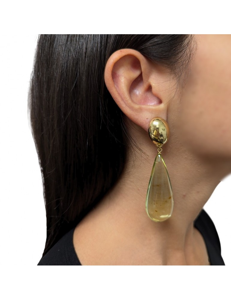 Giadan Earrings - Mieleoro - Pendants - Green Amber - GIADAN42
