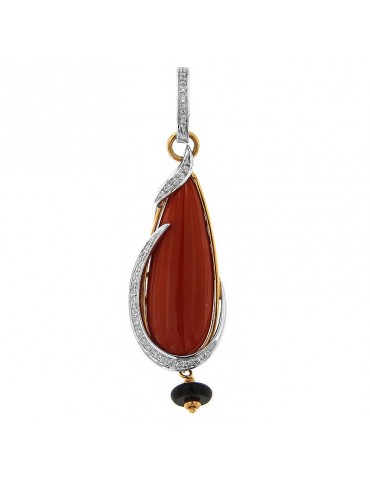 Pendente Corallo Silvia Kelly con Diamanti - 0