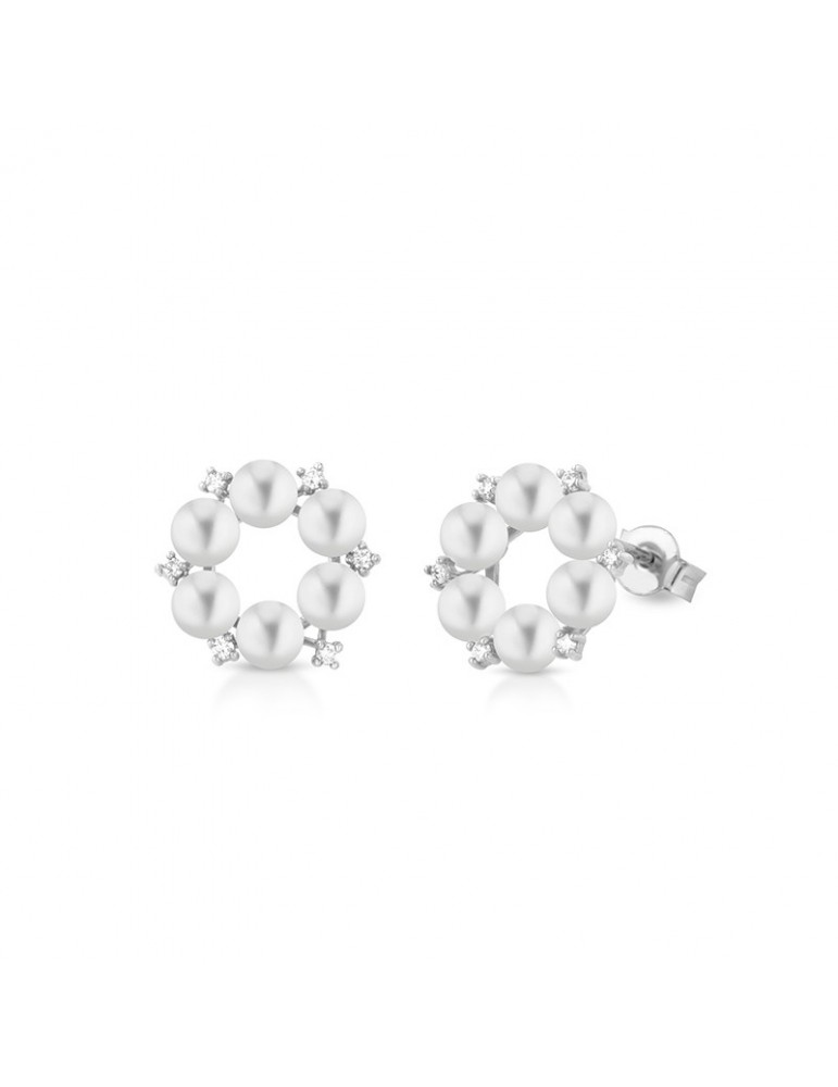 Coscia Earrings - in 18K White Gold with 3-3.5mm Freshwater Pearls - 0