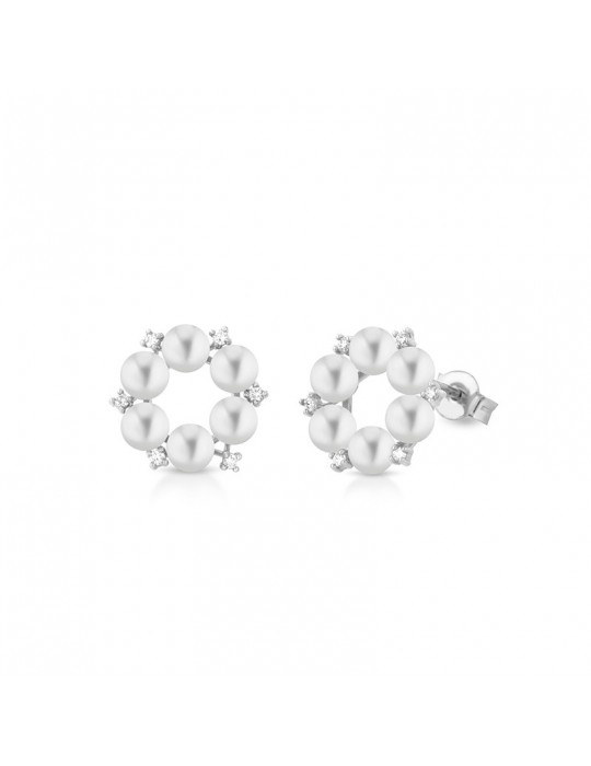 Coscia Earrings - in 18K White Gold with 3-3.5mm Freshwater Pearls - 0
