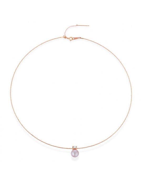 Collana Coscia - in Oro Rosa 18 Carati con Perla Freshwater Rosa 7,5-8 mm - CLNKFW124.3