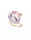 Anello Coscia - Oro Rosa 18 Carati - Perla Freshwater Rosa 13-14mm - Diamanti - CLRNFW178.3