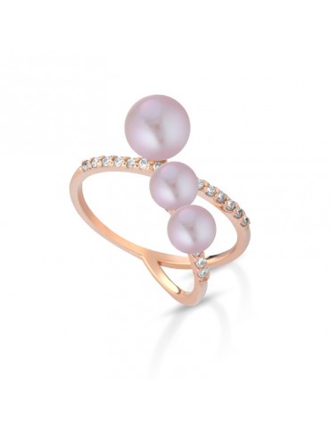 Thigh Ring - 18K Rose Gold with 3-7mm Pink Freshwater Pearls and Natural Diamonds - 0