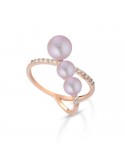Anello Coscia - in Oro Rosa 18 Carati con Perle Freshwater Rosa 3-7mm e Diamanti Naturali - 0
