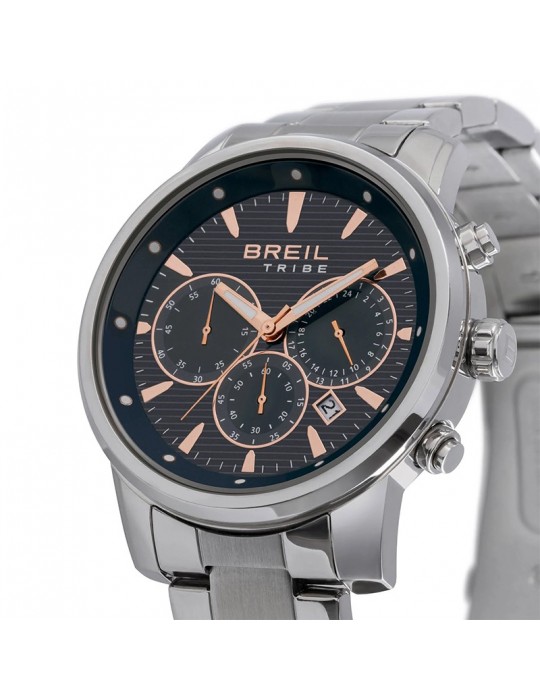 Breil Tribe watch - Caliber - Silver - 43mm-Black and Rose Gold-EW0729