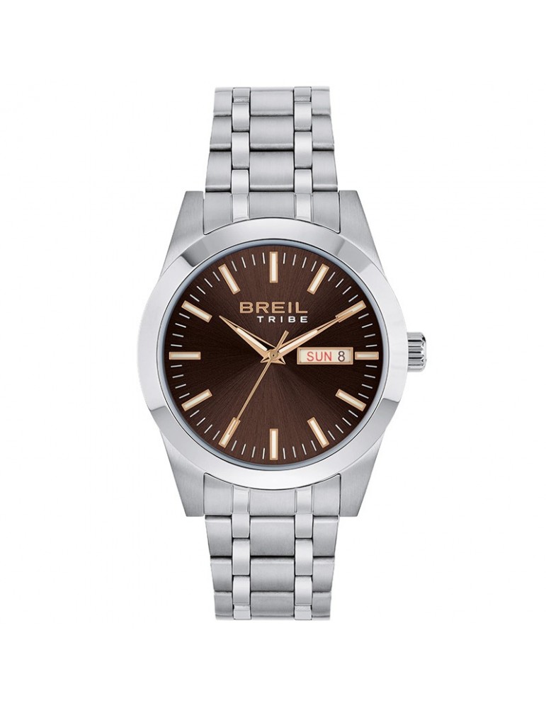 Orologio Breil - Rank - Tempo e Data -Silver-40mm-Marrone Avana-EW0737