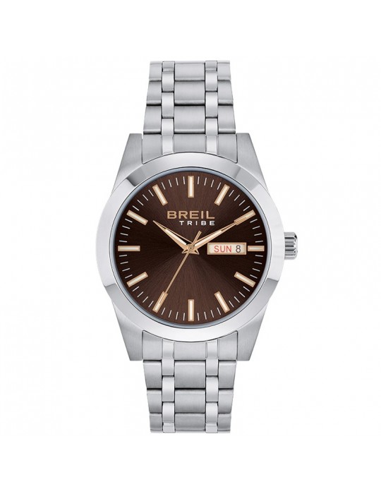 Orologio Breil - Rank - Tempo e Data -Silver-40mm-Marrone Avana-EW0737