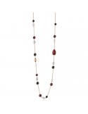 Collana Lelune Glamour - Carmen con Agata Nera e Giada Rossa - 85 centimetri - LGNK591.1