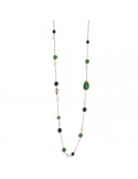 Collana Lelune Glamour - Carmen con Agata Nera e Giada Verde - 85 centimetri - LGNK591.2