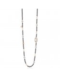 Collana Lelune Glamour - Carmen in Ematite Nera e Cristallo di Rocca - 90centimetri - LGNK592