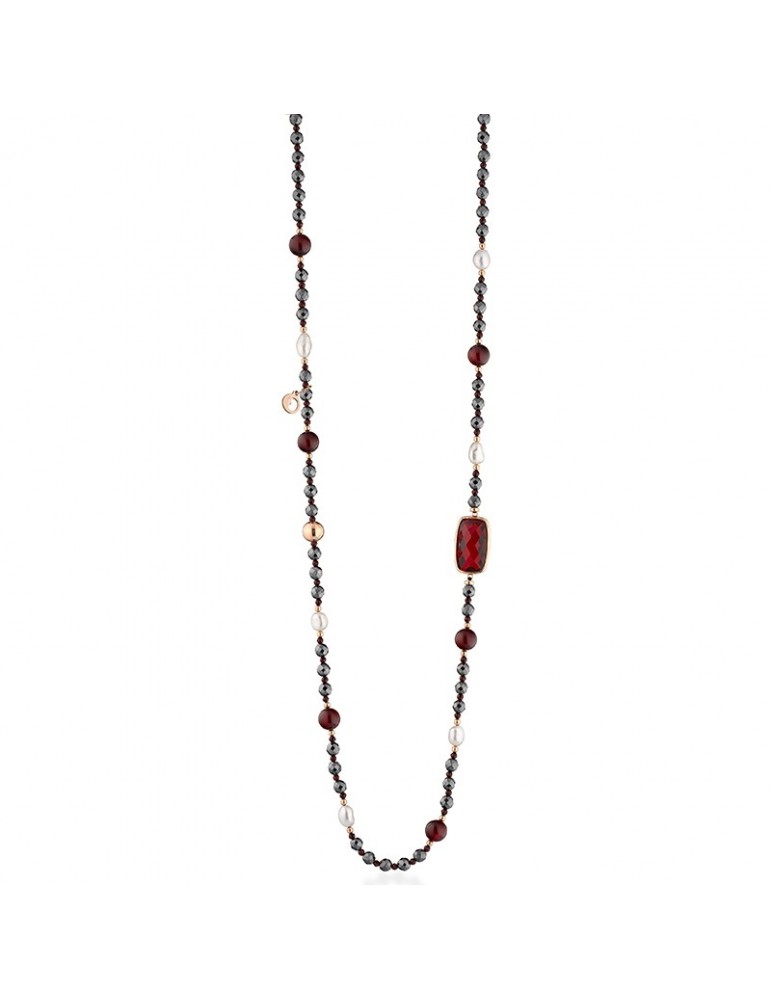 Lelune Glamour Necklace - Carmen in Black Hematite and Red Crystals - 90 centimeters - 0