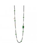 Collana Lelune Glamour - Carmen in Ematite Nera e Giada Verde - 90 centimetri - LGNK592.2