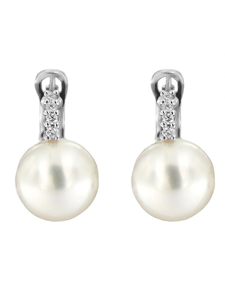 Coscia Pearl's Earrings - Australian South Sea in White Gold with Diamonds - 0