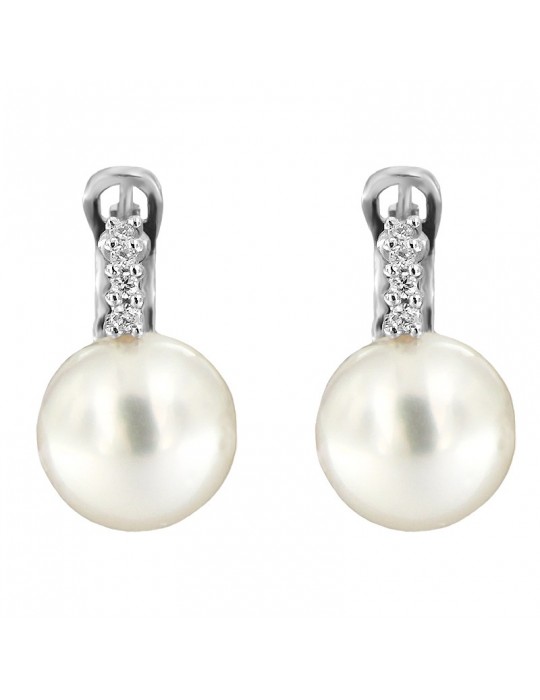 Coscia Pearl's Earrings - Australian South Sea in White Gold with Diamonds - 0