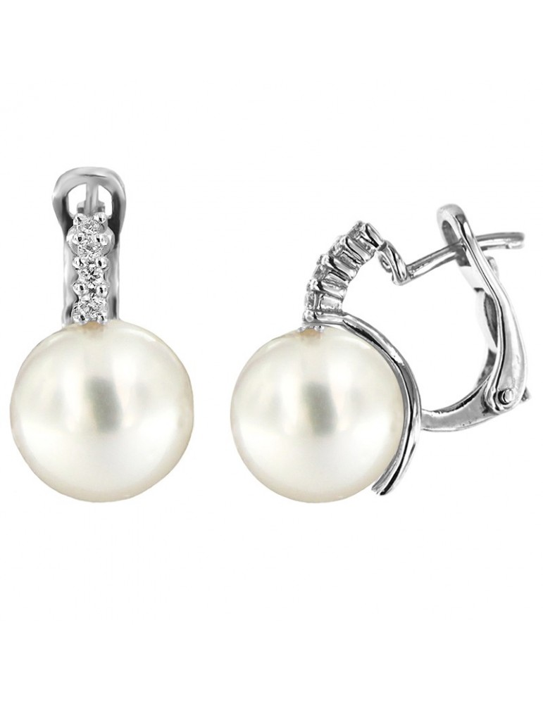 Coscia Pearl's Earrings - Australian South Sea in White Gold with Diamonds - 0