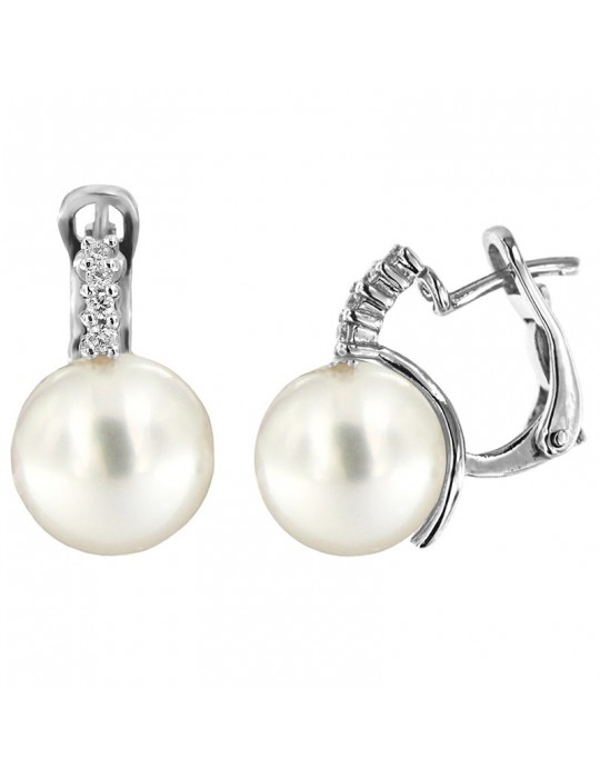 Coscia Pearl's Earrings - Australian South Sea in White Gold with Diamonds - 0