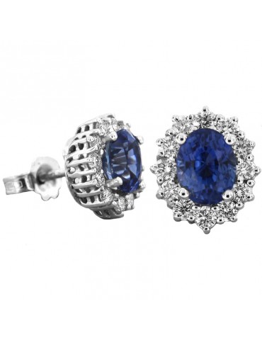 Orecchini Picca con Zaffiri e Diamanti da Donna - 0