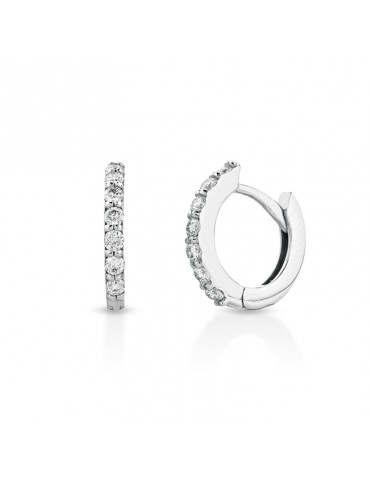 Orecchini Coscia - in Oro Bianco 18 Carati a Cerchietto con Diamanti Naturali 0,25 ct - 0
