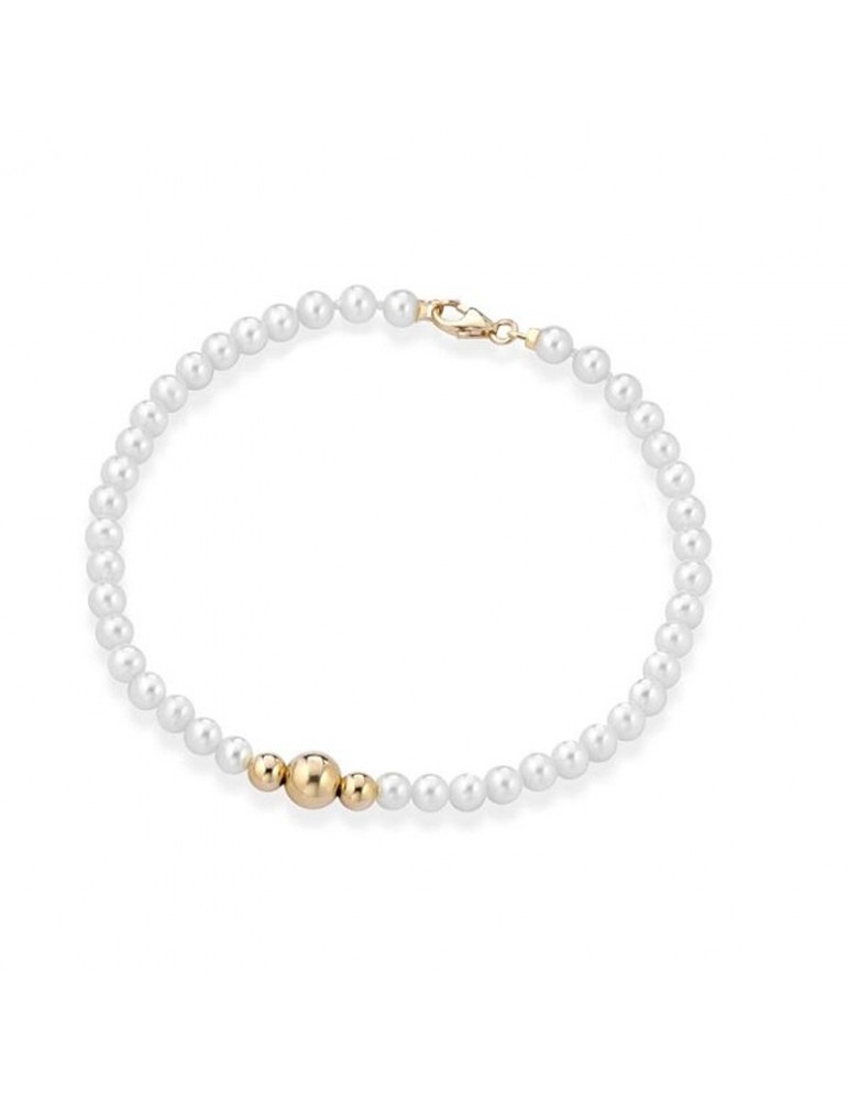 Lelune Bracelet - Young with 4.5-5 mm Cultured Pearls and 18K Yellow Gold Spheres - 0